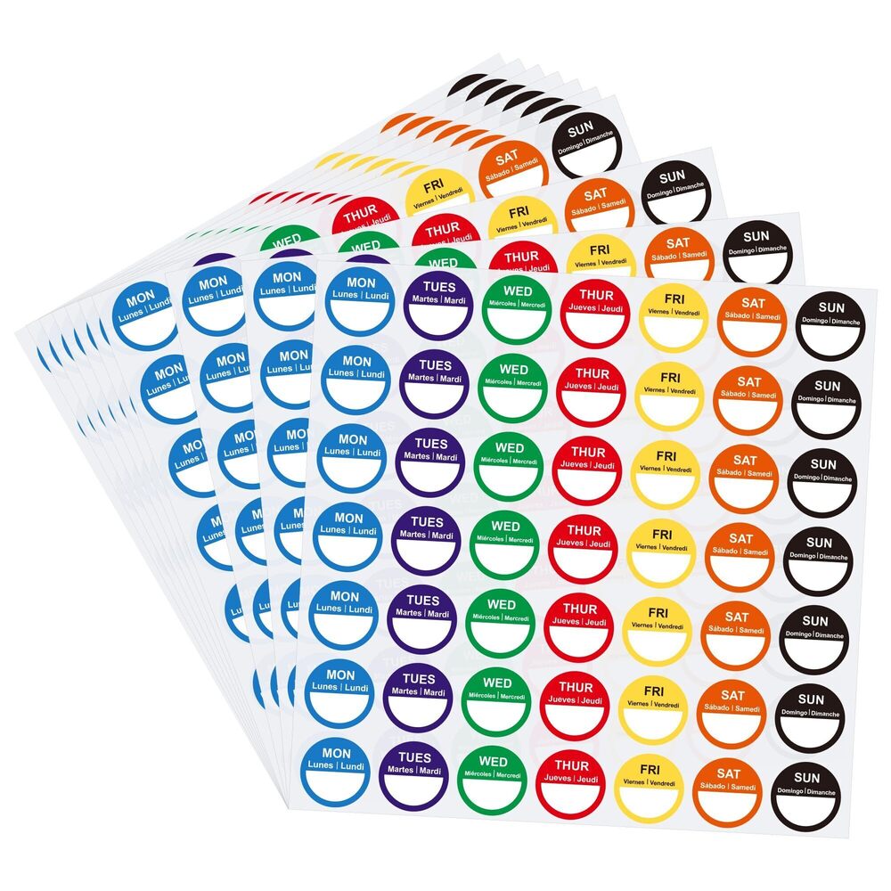 4505 1 inch Day of Week Labels Mon-Sun FIFO Food Restaurant Day Dots
